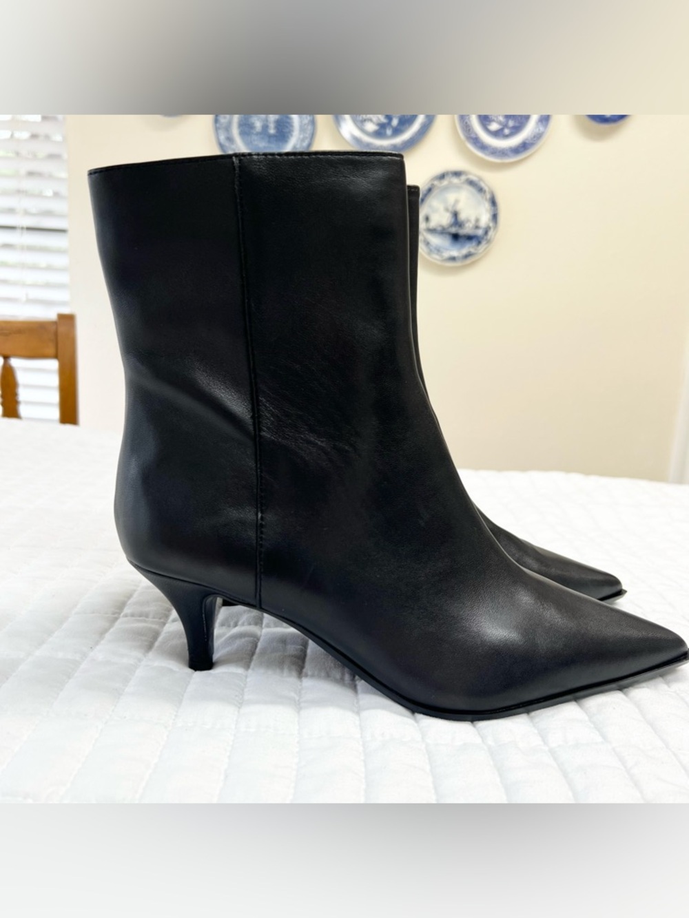 J. Crew New Stevie Ankle Boots in Leather Black Size 7 heeled boots Chic Womens - Picture 5 of 11